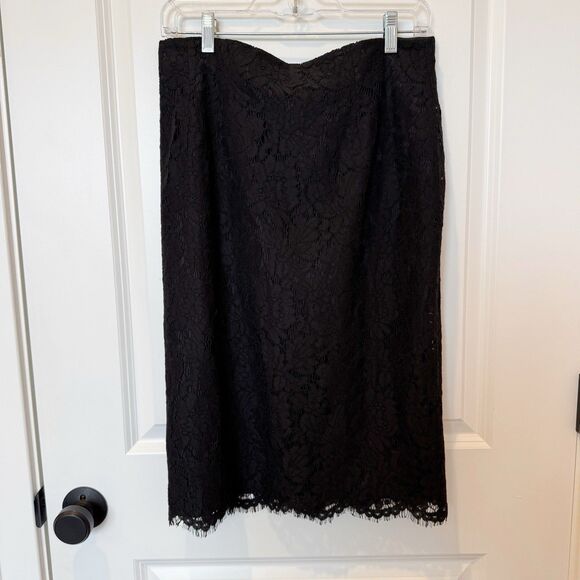 Banana Republic Womens Lace Midi Skirt Size 10 Workwear Minimalist Whimsigoth - Picture 1 of 8